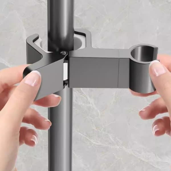 2-Pack Universal Clamp-on Shower Head Holder kompatibelt med 24-34mm Rods med Justerbart Vinkel- och Snabbklämfäste Grey Grey