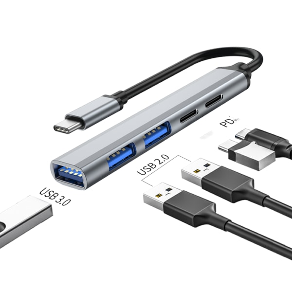 5-in-1 USB-C-keskitin ja USB 2.0/3.0 USB-C PD 60W Silver