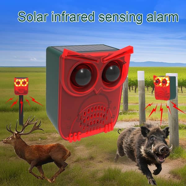 Solcelledrevet stemmealarm sensor - Rød ugle design for forbedret sikkerhed