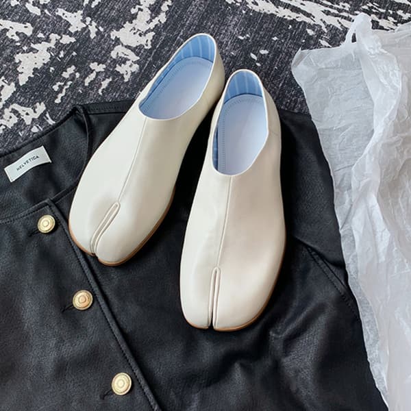 Mukavat Split Toe -kengät - PU- ja mikrokuituiset litteät kengät vapaa-aikaan White 40 White 40