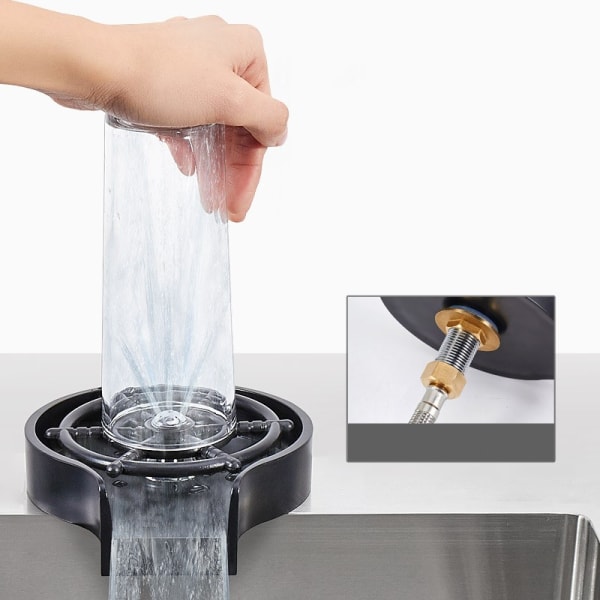 Glasskyl til køkkenvask – Højtryksstang glasskyl Sort Sort