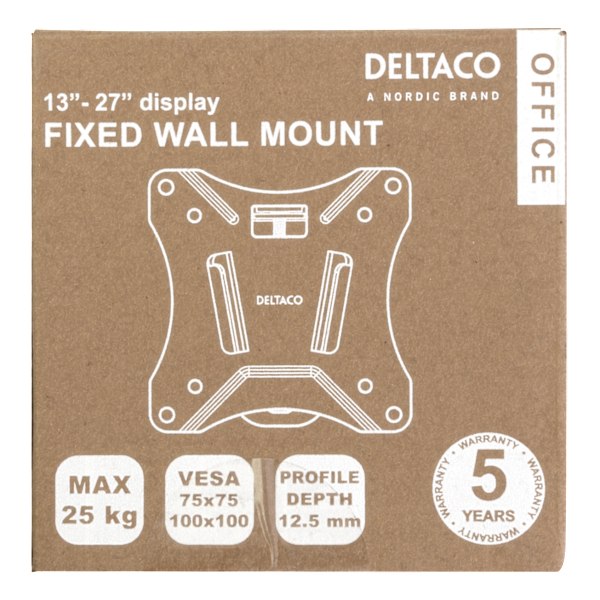 Office Compact Slim Fixed Wall Mount, 13"-27", 25 kg, black