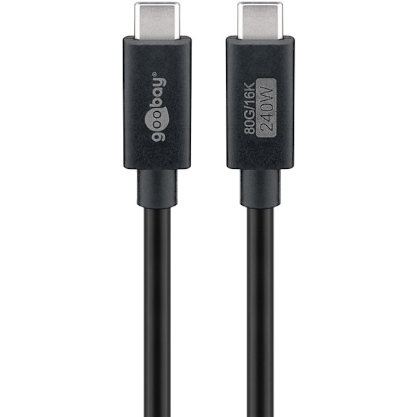 Certifierad USB-C™-kabel, USB4™ version 2.0, 240 W, 80 Gbit/s, PD, 1,2 m