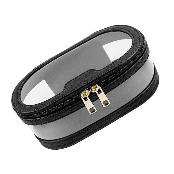 Svart oval PVC kosmetisk väska - Resesminkorganisator Rund form
