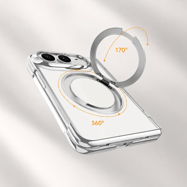 Foldbart PC-telefoncover kompatibelt med iPhone Duo med MagSafe, 360° stativ og hærdet glas Silver Silver
