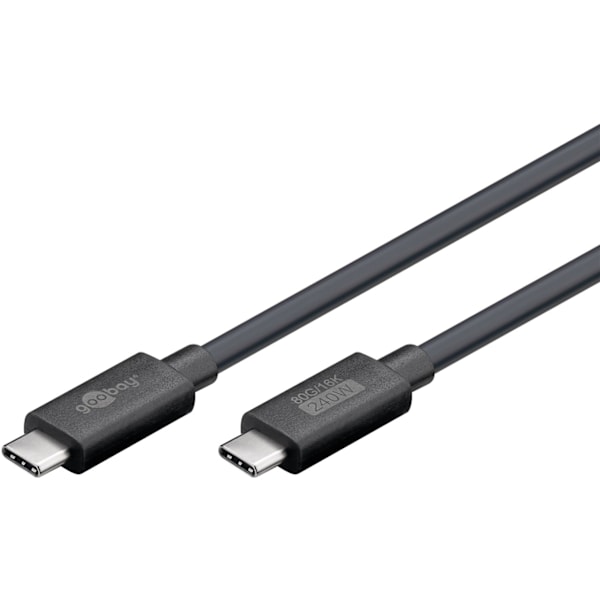 Certifierad USB-C™-kabel, USB4™ version 2.0, 240 W, 80 Gbit/s, PD, 1,2 m