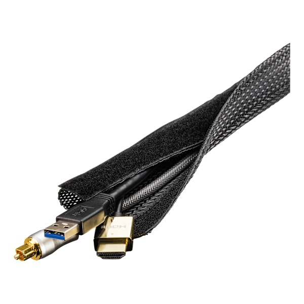 Nylon cable wrap, hook and loop fastener, 3m, black