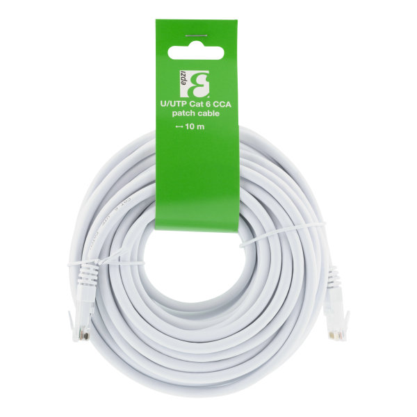 U/UTP Cat6 patch cable, CCA, 10m, 250MHz, white
