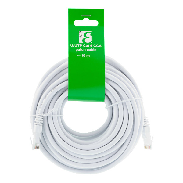 U/UTP Cat6 patch cable, CCA, 10m, 250MHz, white