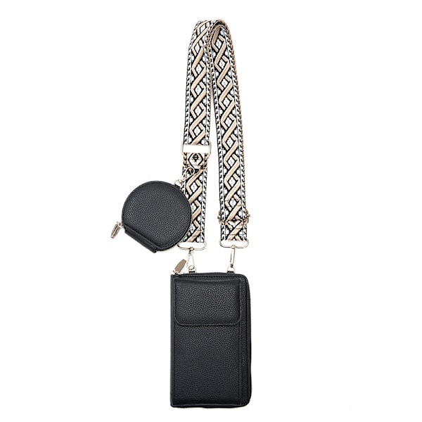 Kvinders skuldertaske Crossbody mobiltelefonpung Sort