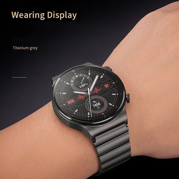Klockarmband i rostfritt stål för Huawei GT3/GT2 Pro 46mm - Grå