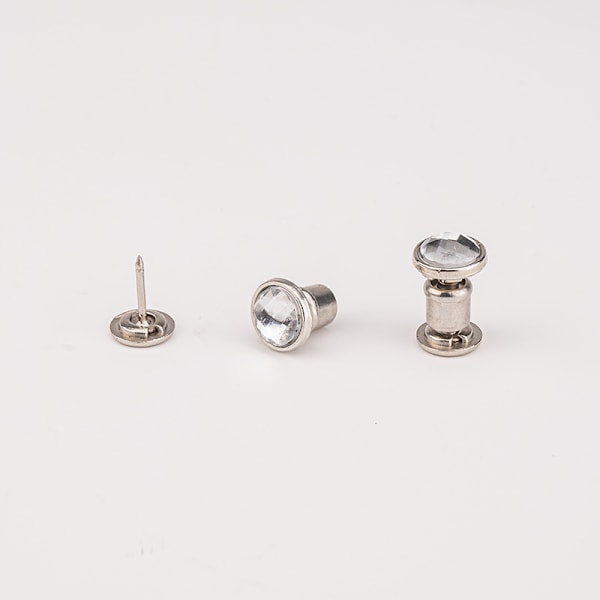 Usynlige Tryklåse, Flad Bagside Rhinestone Runde Knapper (10 stk.) Hvid