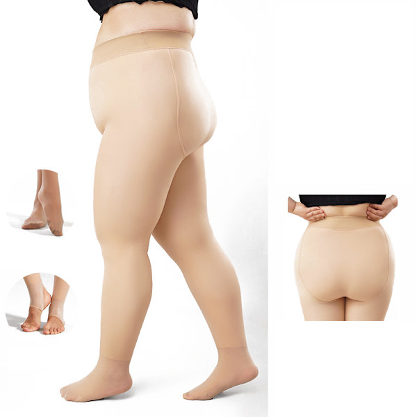Plus-koon läpikuultavat sukkahousut, jalka (120-220kg), 200g fleecevuorattu, 10-20 ℃ iho