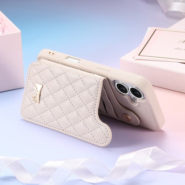Chic Plånboksfodral Kompatibelt med iPhone 17 - Kortfack, Spegel, Ställfunktion Beige Beige