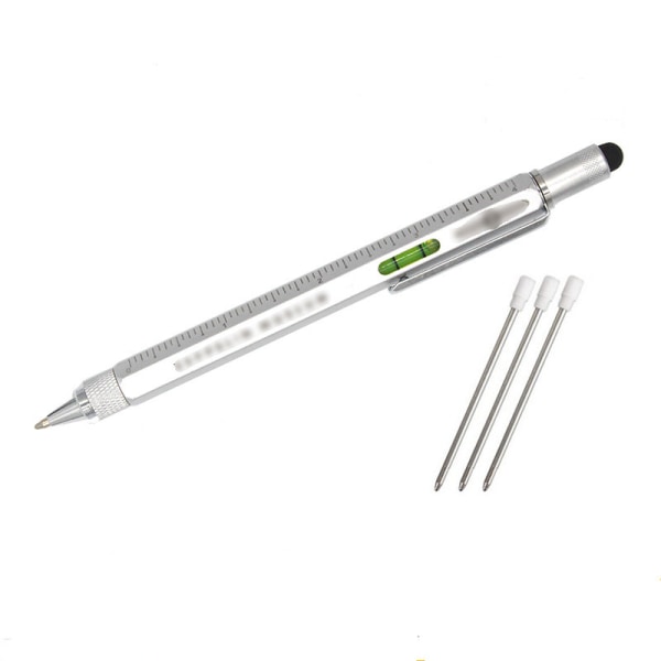 Multifunktions stylus pen med lineal, vaterpas, skruetrækker Søl