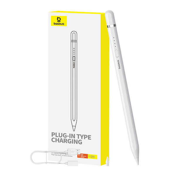 Active stylus Baseus Smooth Writing Series med plug-in laddning, blixt (vit)