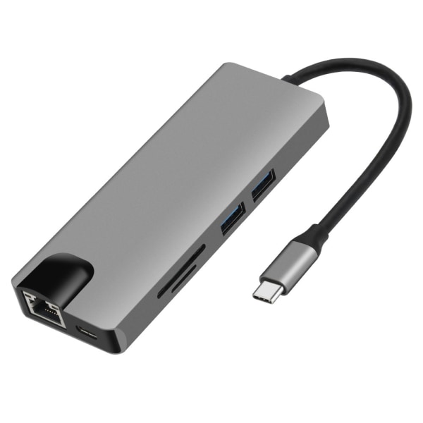9 in 1 USB C -keskitin, jossa USB 3.0, HDMI, RJ45, SD/TF-kortinl