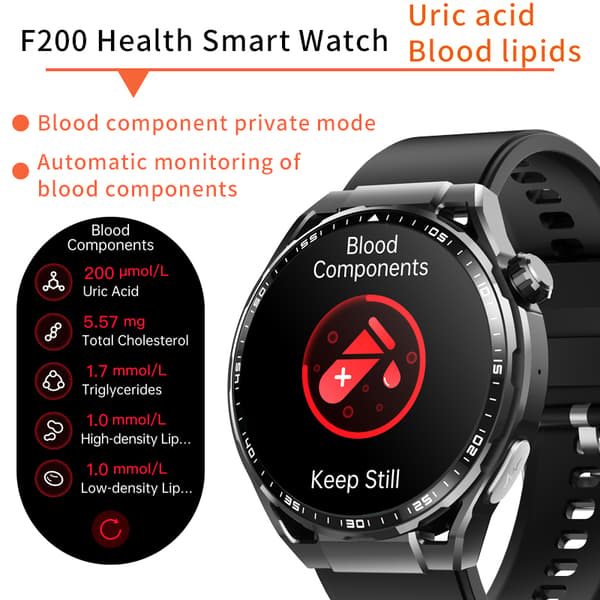 Smartur med EKG, pulsmåler, fitnesstracker og flere sportstilstande Black Silicone strap Black Silicone strap