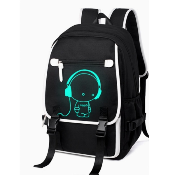 Rejserygsæk tyverisikret rygsæk med lysmønster til USB-opladningsport S