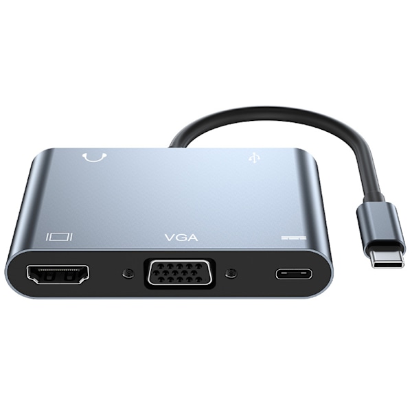 5-in-1 USB-C Hubi: HDMI, PD, VGA, USB 3.0 ja Audio