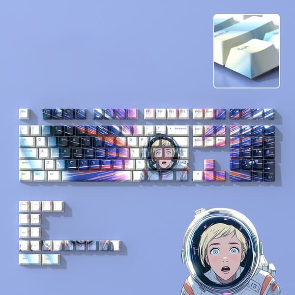 Anime keycaps fronttryckta tecken för mekaniskt tangentbord, Ai Si Ji-tema, backlight-kompatibla ABS, passar flera layouter