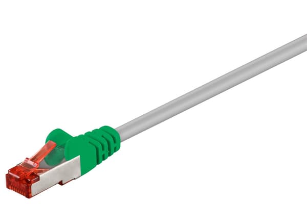 CAT 6 -ristikytkentäkaapeli, S/FTP (PiMF), harmaa, vihreä, 1 m