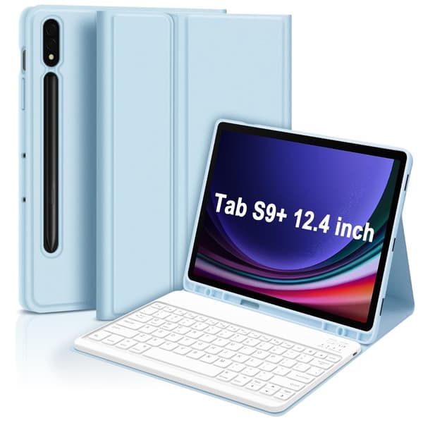 Bluetooth Tangentbordsfodral + Tangentbord Kompatibelt med Samsung Galaxy Tab S8+/S8 Plus 12.4 tum - Magnetisk, Pennfack