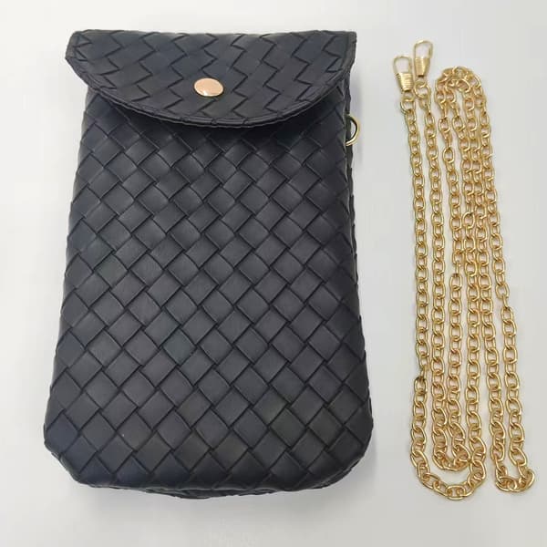 Mobilväska med vävd diamantmönster Black Black