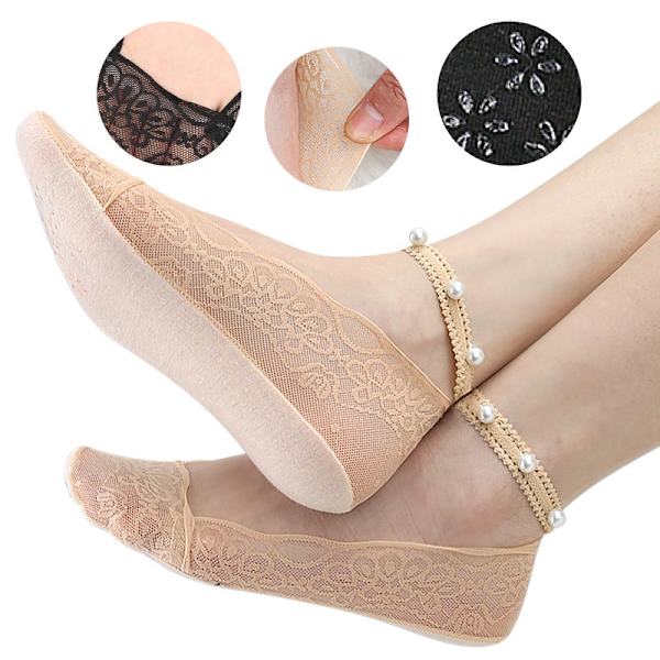 Halkfria footsies osynliga lågskurna skofodrarstrumpor Beige