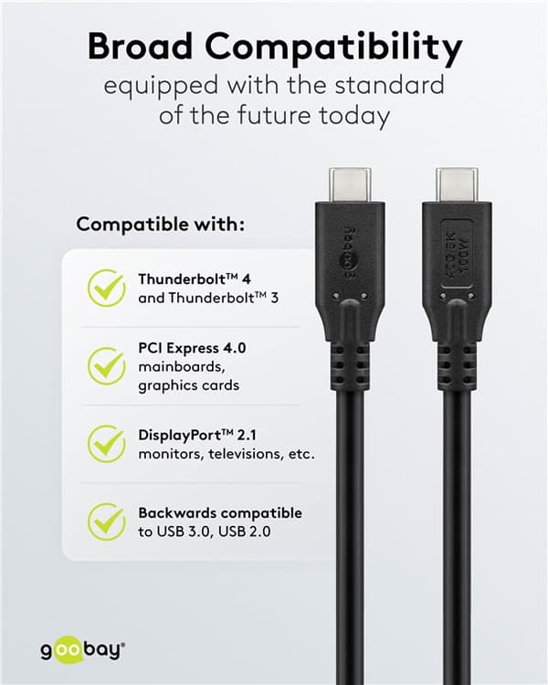 USB-C™-kabel, USB4™, 2 m, svart