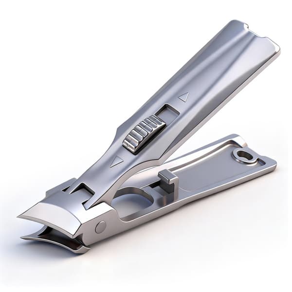 Push-Pull Lås Nagelklippare - Silver Titanium, Tysk Precision, Böjt Blad för Perfekt Manikyr Hemma