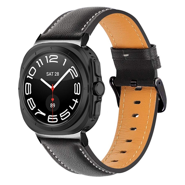 Armband i äkta läder för Samsung Watch 7 Ultra (47 mm) - Svart