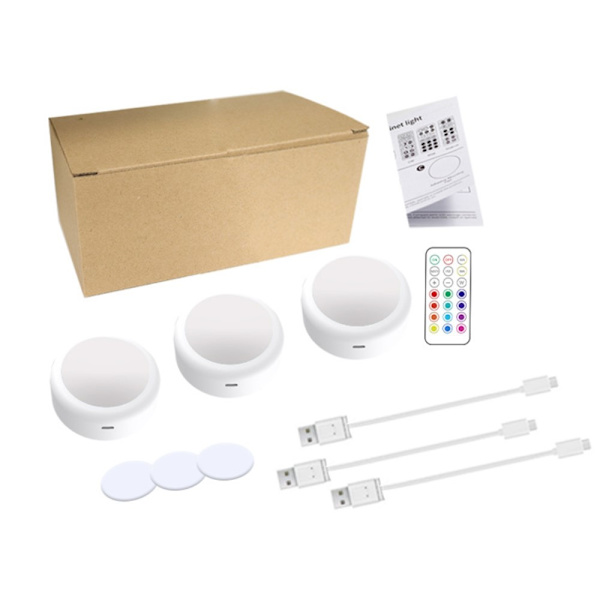Uppladdningsbara LED-spots 13 RGB färger 3-pack Vit