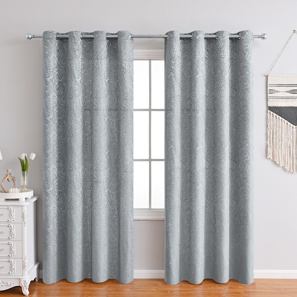 Elegante mørklægningsgardiner med træring jacquard S