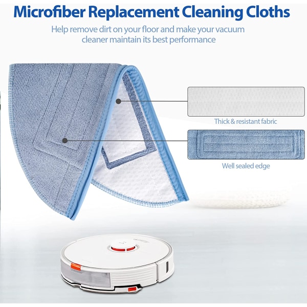 Tilbehørssæt til Xiaomi Roborock S7 / T7 Series 14 dele, 4 moppepuder, 4 HEPA-filtre, 6 kantbørster