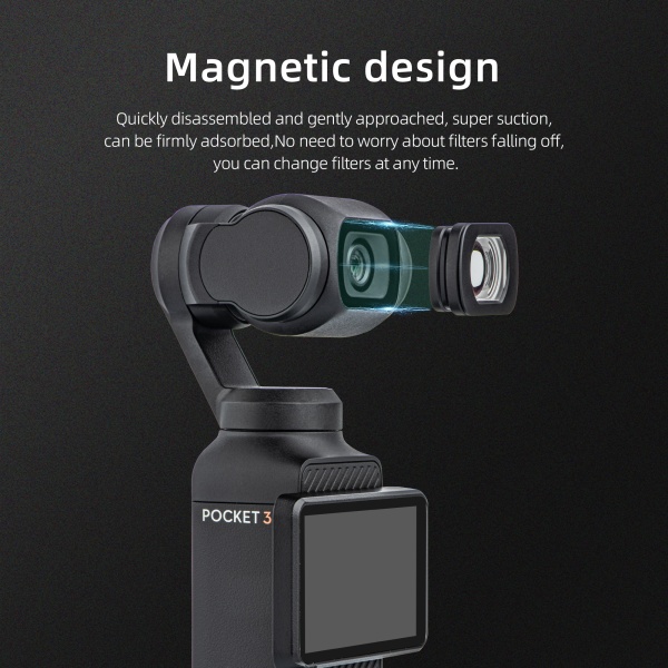 Laajakulmaobjektiivi DJI Osmo Pocket 3 -kameralle Musta Musta