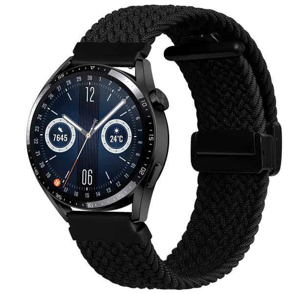 Punottu magneettikiinnitysranneke 22 mm älykellolle Black Black