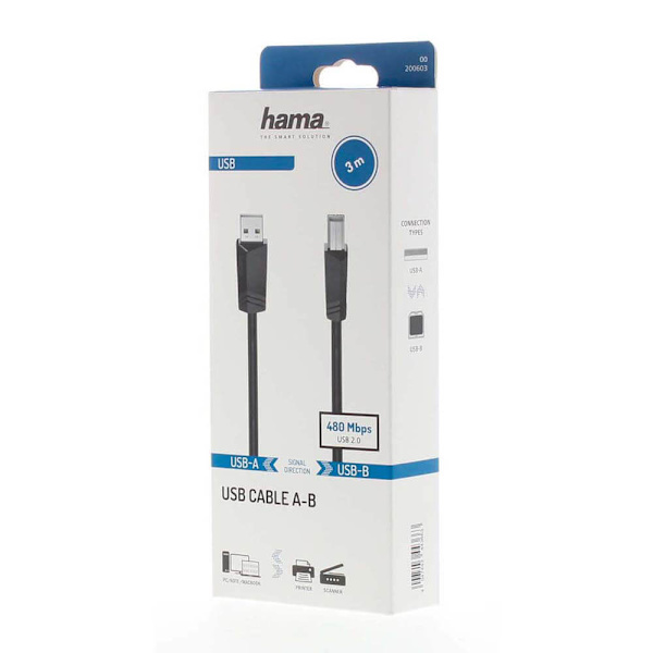 Kabel USB 2.0 480 Mbit/s 3m Svart