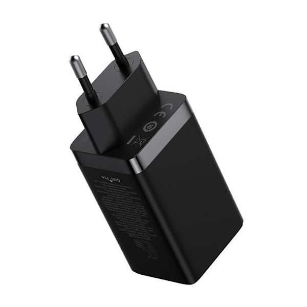 Väggladdare Baseus GaN5 Pro 2xUSB-C + USB, 65W (svart)