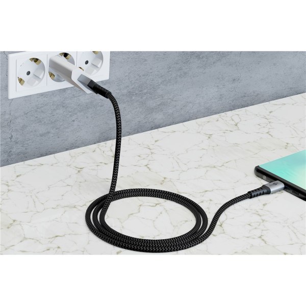 USB-C™-till-USB-C™-textilkabel med metallkontakter 0,5 m