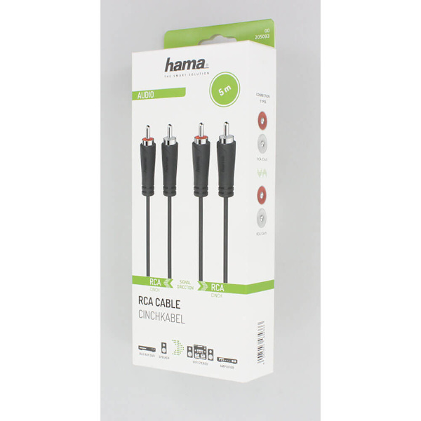 Lydkabel 2 RCA-stik - 2 RCA-stik 5,0 m