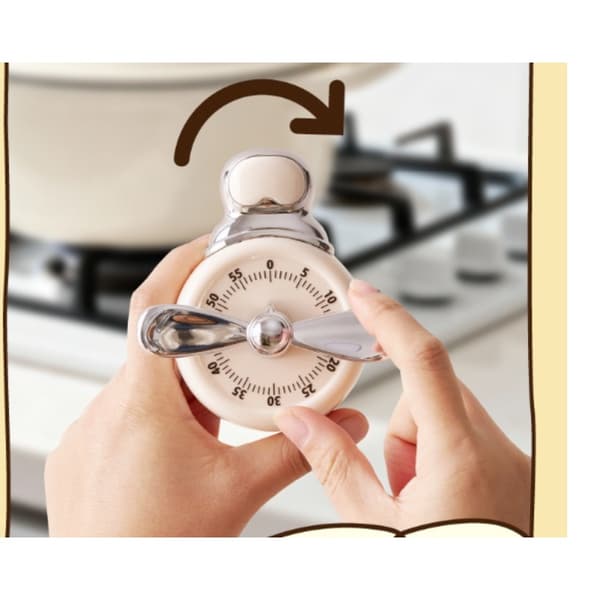 Köks-timer mekanisk batterifri timer för matlagning och studier med magnetisk kylskåpsfäste, exakt visuell nedräkning och kompakt plastdesign Beige Beige