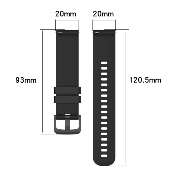 Klockarmband 20 mm Omega/Huawei/Samsung Galaxy Watch silikon Sva Svart