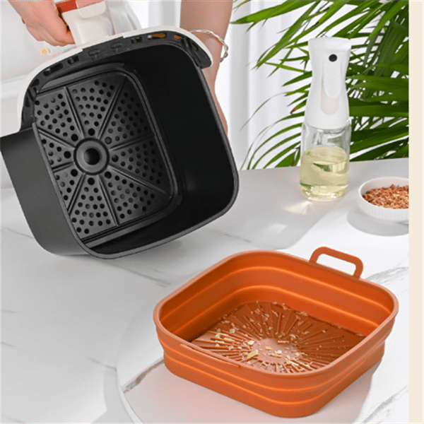 Hopfällbar Air Fryer Silikonform 17,5 cm 2-pack Black Black