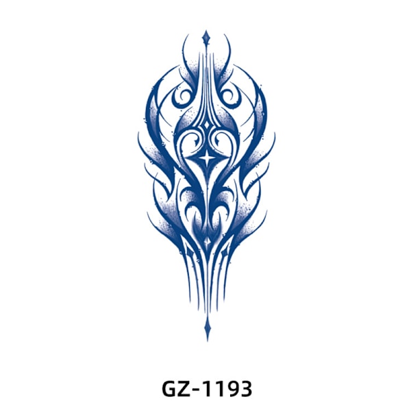 Tillfällig tatueringsdekal, blå blommig design 3