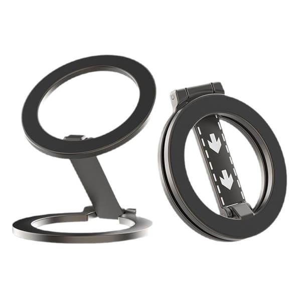 Dobbelt-sidet magnetisk MagSafe ringstativ til telefon i rustfrit stål, foldbart kickstand, kompatibel med iPhone 12 og nyere Silver Silver