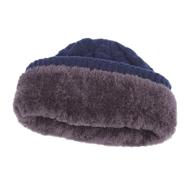 Vintermössa för män med fleecefoder - Varm termisk mössa för kallt väder Dark Blue Dark Blue