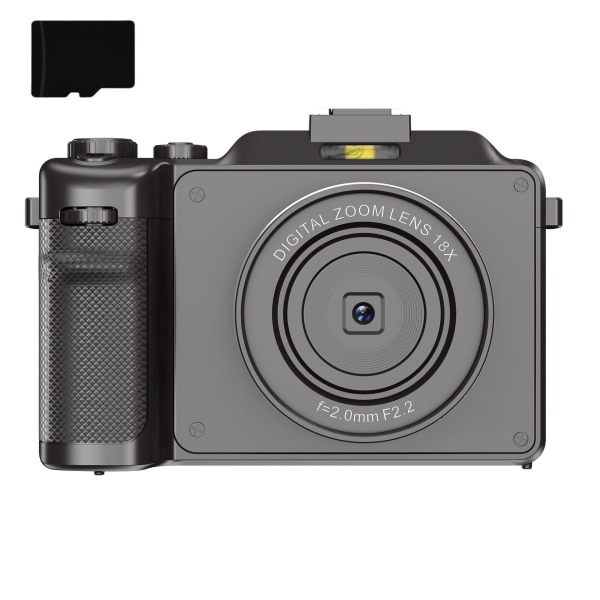 Digitalkamera 4K/48MP/18X digital zoom/autofokus/dubbelkamera med 32GB TF-kort Grå
