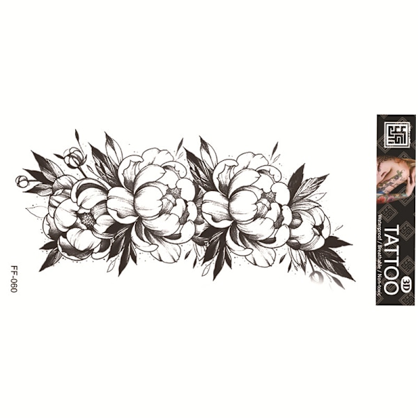 Vattentät Tillfällig Tatuering - Blommig Design Modell 6