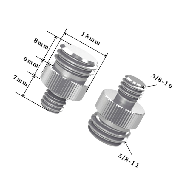 Stativadapter 1/4"-20 till 5/8"-11 - 5-pack 3/8-16 Silver